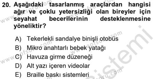 Engellilik Ve Erişilebilir Tasarım Dersi 2023 - 2024 Yılı (Final) Dönem Sonu Sınavı 20. Soru