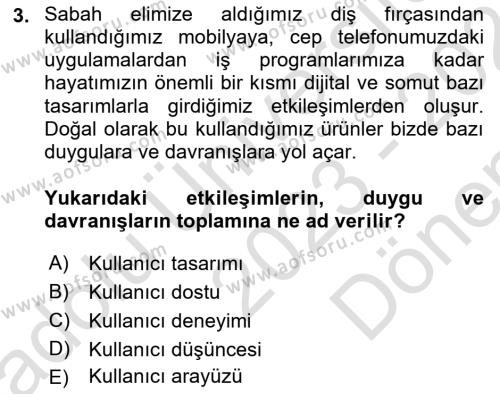 Engellilik Ve Erişilebilir Tasarım Dersi 2023 - 2024 Yılı (Final) Dönem Sonu Sınavı 3. Soru