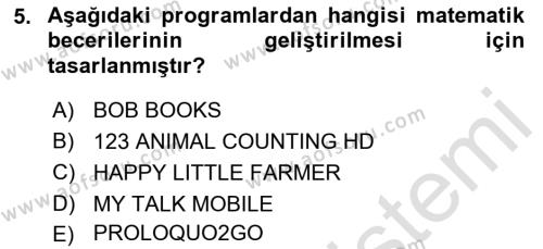 Engellilik Ve Erişilebilir Tasarım Dersi 2023 - 2024 Yılı (Final) Dönem Sonu Sınavı 5. Soru