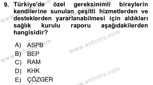 Engellilik Ve Erişilebilir Tasarım Dersi 2023 - 2024 Yılı (Final) Dönem Sonu Sınavı 9. Soru