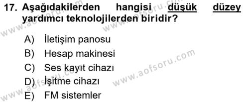 Engellilik Ve Erişilebilir Tasarım Dersi 2023 - 2024 Yılı Yaz Okulu Sınavı 17. Soru