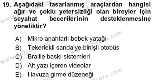 Engellilik Ve Erişilebilir Tasarım Dersi 2023 - 2024 Yılı Yaz Okulu Sınavı 19. Soru