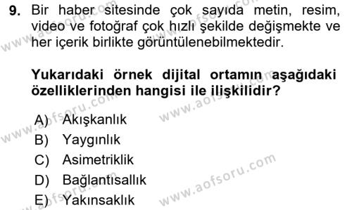 Engellilik Ve Erişilebilir Tasarım Dersi 2023 - 2024 Yılı Yaz Okulu Sınavı 9. Soru