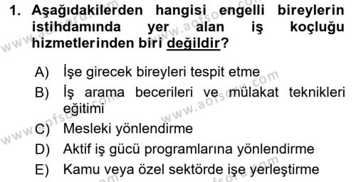 Engellilik Ve Erişilebilir Tasarım Dersi 2024 - 2025 Yılı (Vize) Ara Sınavı 1. Soru