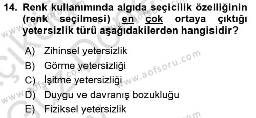 Engellilik Ve Erişilebilir Tasarım Dersi 2024 - 2025 Yılı (Vize) Ara Sınavı 14. Soru