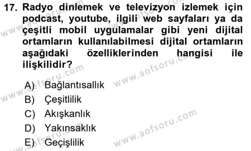 Engellilik Ve Erişilebilir Tasarım Dersi 2024 - 2025 Yılı (Vize) Ara Sınavı 17. Soru