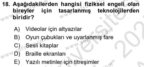 Engellilik Ve Erişilebilir Tasarım Dersi 2024 - 2025 Yılı (Vize) Ara Sınavı 18. Soru