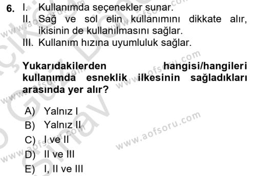 Engellilik Ve Erişilebilir Tasarım Dersi 2024 - 2025 Yılı (Vize) Ara Sınavı 6. Soru