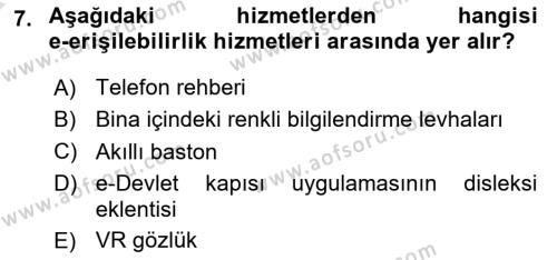 Engellilik Ve Erişilebilir Tasarım Dersi 2024 - 2025 Yılı (Vize) Ara Sınavı 7. Soru