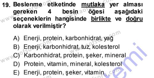 Gıda Mevzuatı ve Kalite Yönetimi Dersi 2013 - 2014 Yılı (Vize) Ara Sınavı 19. Soru