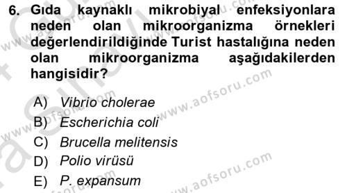 Gıda Mevzuatı ve Kalite Yönetimi Dersi 2023 - 2024 Yılı (Vize) Ara Sınavı 6. Soru