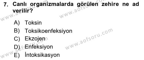 Gıda Mevzuatı ve Kalite Yönetimi Dersi 2023 - 2024 Yılı (Vize) Ara Sınavı 7. Soru