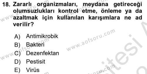 Gıda Mevzuatı ve Kalite Yönetimi Dersi 2023 - 2024 Yılı (Final) Dönem Sonu Sınavı 18. Soru