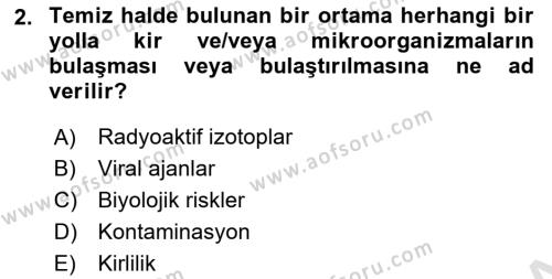 Gıda Mevzuatı ve Kalite Yönetimi Dersi 2023 - 2024 Yılı (Final) Dönem Sonu Sınavı 2. Soru