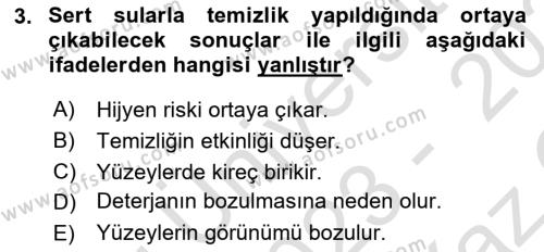 Gıda Mevzuatı ve Kalite Yönetimi Dersi 2023 - 2024 Yılı Yaz Okulu Sınavı 3. Soru