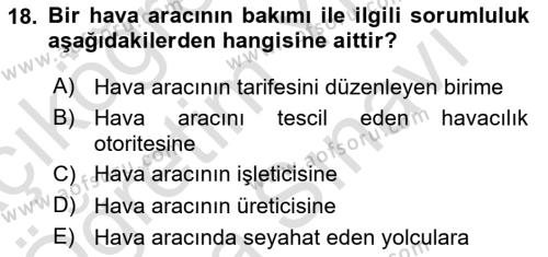 Havacılığa Giriş Dersi 2023 - 2024 Yılı (Vize) Ara Sınavı 18. Soru