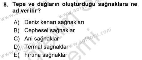 Uçak Bilgisi Ve Uçuş İlkeleri Dersi 2016 - 2017 Yılı (Vize) Ara Sınavı 8. Soru