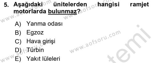 Uçak Bilgisi Ve Uçuş İlkeleri Dersi 2021 - 2022 Yılı (Final) Dönem Sonu Sınavı 5. Soru