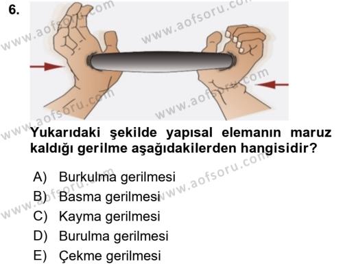 Uçak Bilgisi Ve Uçuş İlkeleri Dersi 2021 - 2022 Yılı Yaz Okulu Sınavı 6. Soru