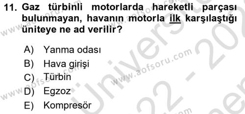 Uçak Bilgisi Ve Uçuş İlkeleri Dersi 2022 - 2023 Yılı (Final) Dönem Sonu Sınavı 11. Soru