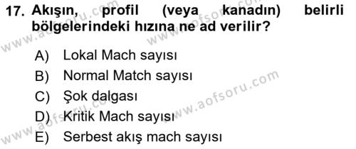 Uçak Bilgisi Ve Uçuş İlkeleri Dersi 2022 - 2023 Yılı (Final) Dönem Sonu Sınavı 17. Soru