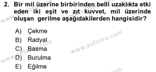 Uçak Bilgisi Ve Uçuş İlkeleri Dersi 2022 - 2023 Yılı Yaz Okulu Sınavı 2. Soru