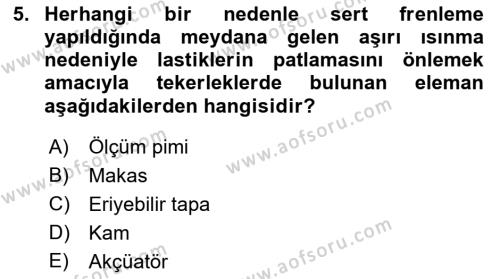 Uçak Bilgisi Ve Uçuş İlkeleri Dersi 2022 - 2023 Yılı Yaz Okulu Sınavı 5. Soru