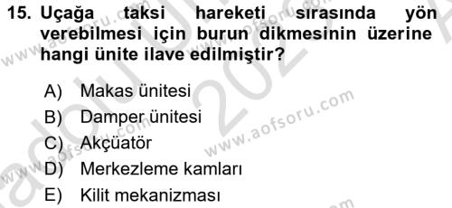 Uçak Bilgisi Ve Uçuş İlkeleri Dersi 2023 - 2024 Yılı (Vize) Ara Sınavı 15. Soru