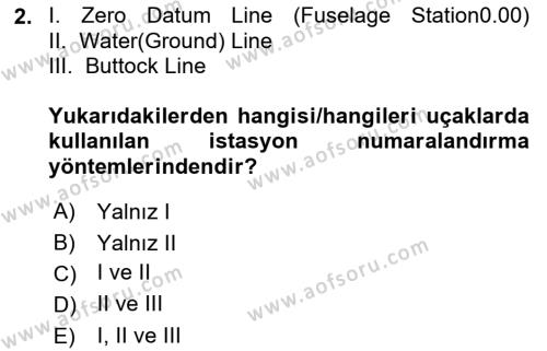 Uçak Bilgisi Ve Uçuş İlkeleri Dersi 2023 - 2024 Yılı (Vize) Ara Sınavı 2. Soru