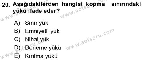 Uçak Bilgisi Ve Uçuş İlkeleri Dersi 2023 - 2024 Yılı (Vize) Ara Sınavı 20. Soru