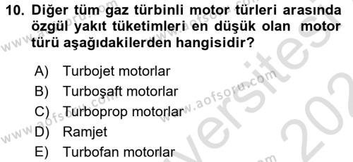 Uçak Bilgisi Ve Uçuş İlkeleri Dersi 2023 - 2024 Yılı (Final) Dönem Sonu Sınavı 10. Soru