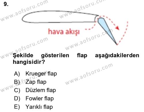 Uçak Bilgisi Ve Uçuş İlkeleri Dersi 2023 - 2024 Yılı (Final) Dönem Sonu Sınavı 9. Soru