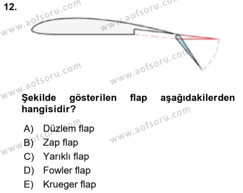 Uçak Bilgisi Ve Uçuş İlkeleri Dersi 2023 - 2024 Yılı Yaz Okulu Sınavı 12. Soru
