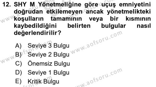 Hava Taşımacılığı Dersi 2023 - 2024 Yılı (Final) Dönem Sonu Sınavı 12. Soru