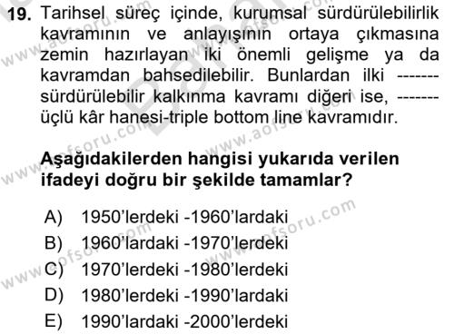 Hava Taşımacılığı Dersi 2023 - 2024 Yılı (Final) Dönem Sonu Sınavı 19. Soru