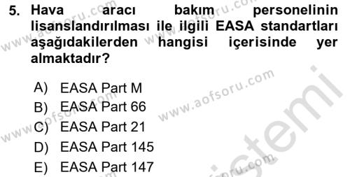 Hava Taşımacılığı Dersi 2023 - 2024 Yılı (Final) Dönem Sonu Sınavı 5. Soru