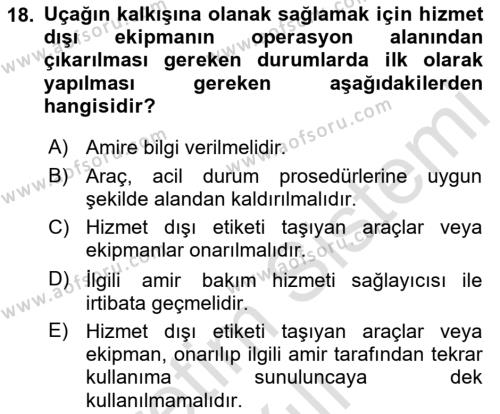 Yer Hizmetleri Yönetimi Dersi 2021 - 2022 Yılı (Vize) Ara Sınavı 18. Soru