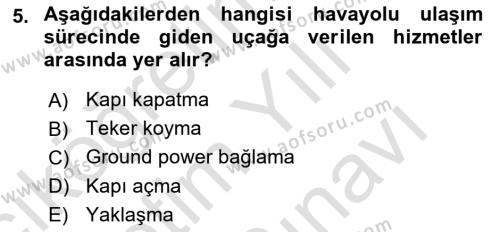 Yer Hizmetleri Yönetimi Dersi 2021 - 2022 Yılı (Vize) Ara Sınavı 5. Soru