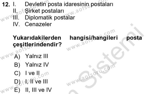 Yer Hizmetleri Yönetimi Dersi 2021 - 2022 Yılı (Final) Dönem Sonu Sınavı 12. Soru