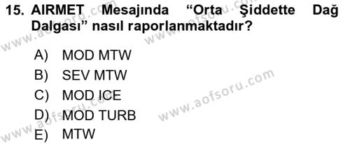 Meteoroloji Dersi 2021 - 2022 Yılı (Final) Dönem Sonu Sınavı 15. Soru