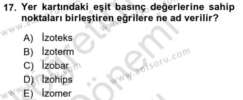 Meteoroloji Dersi 2021 - 2022 Yılı (Final) Dönem Sonu Sınavı 17. Soru