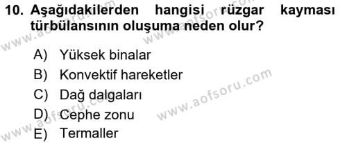 Meteoroloji Dersi 2022 - 2023 Yılı (Vize) Ara Sınavı 10. Soru