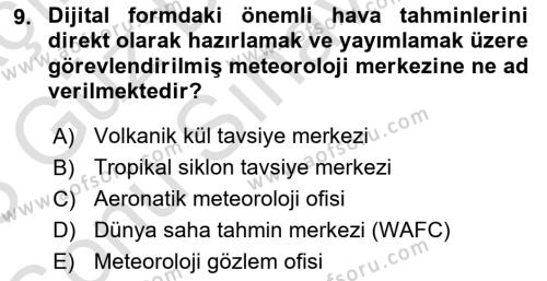 Meteoroloji Dersi 2022 - 2023 Yılı (Final) Dönem Sonu Sınavı 9. Soru