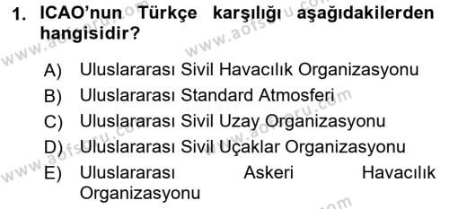 Meteoroloji Dersi 2022 - 2023 Yılı Yaz Okulu Sınavı 1. Soru