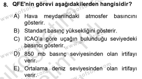 Meteoroloji Dersi 2023 - 2024 Yılı Yaz Okulu Sınavı 8. Soru