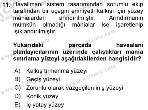 Havaalanı Sistemi Dersi 2022 - 2023 Yılı (Vize) Ara Sınavı 11. Soru