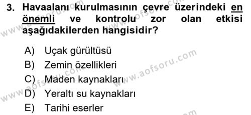 Havaalanı Sistemi Dersi 2022 - 2023 Yılı Yaz Okulu Sınavı 3. Soru