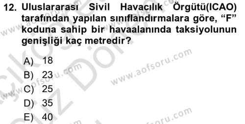 Havaalanı Sistemi Dersi 2023 - 2024 Yılı (Vize) Ara Sınavı 12. Soru