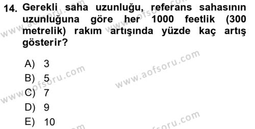 Havaalanı Sistemi Dersi 2023 - 2024 Yılı (Vize) Ara Sınavı 14. Soru