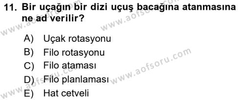 Havayolu Yönetimi Dersi 2023 - 2024 Yılı (Vize) Ara Sınavı 11. Soru